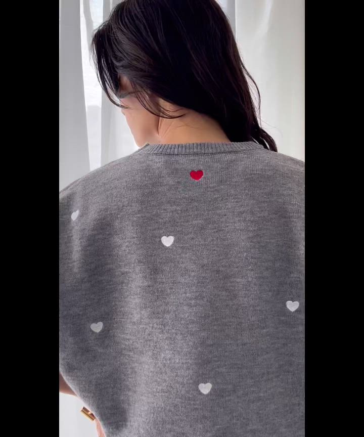 セール】《新色追加》ハート刺繍 ニット プルオーバー 冬《着用動画