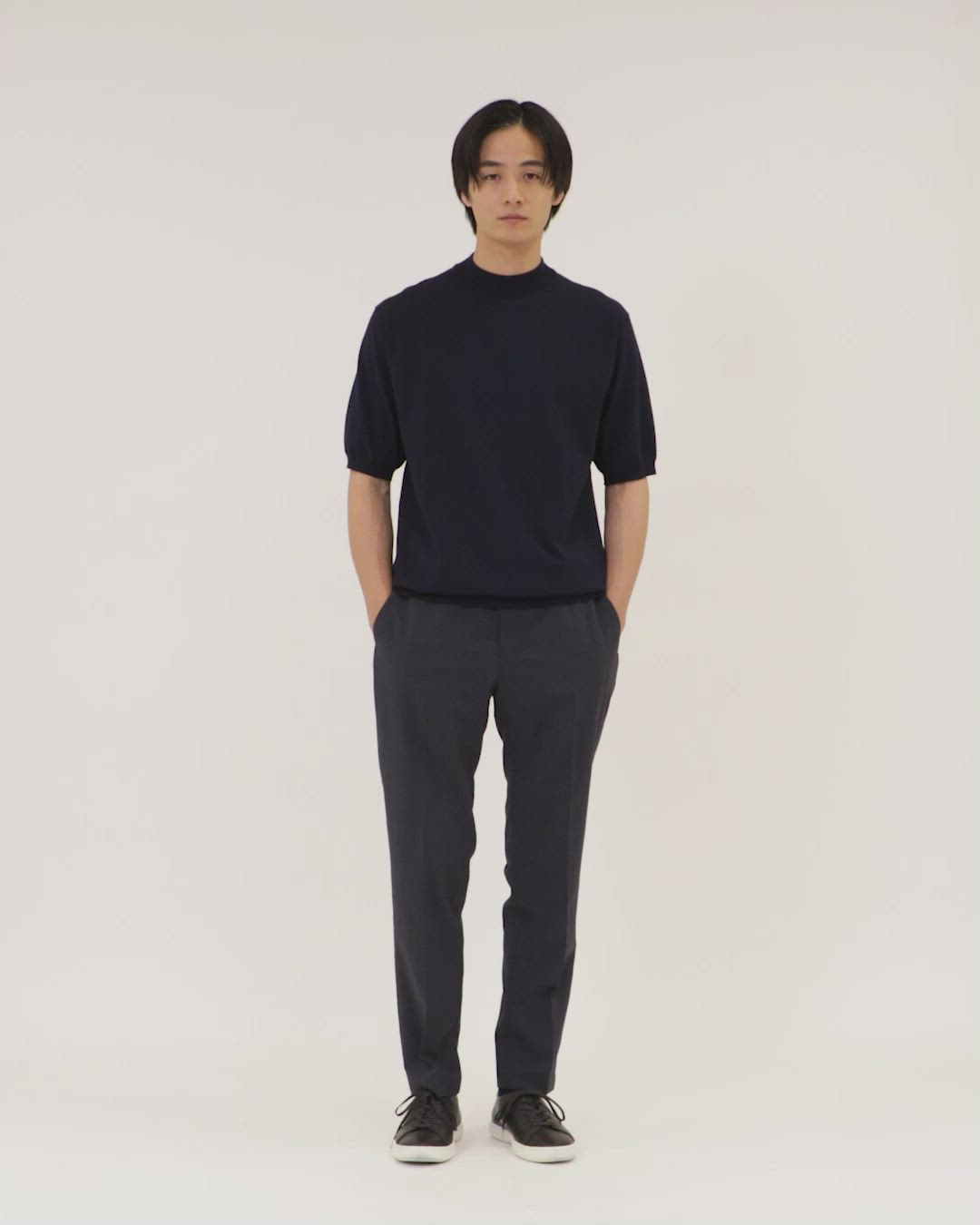 ショートスリーブ モックネック ニットTシャツ UA COZY ウォッシャブル