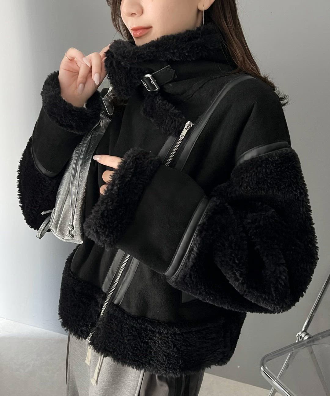 セール】【mily bilet】キュートかつ大人アウター。スリーブボア