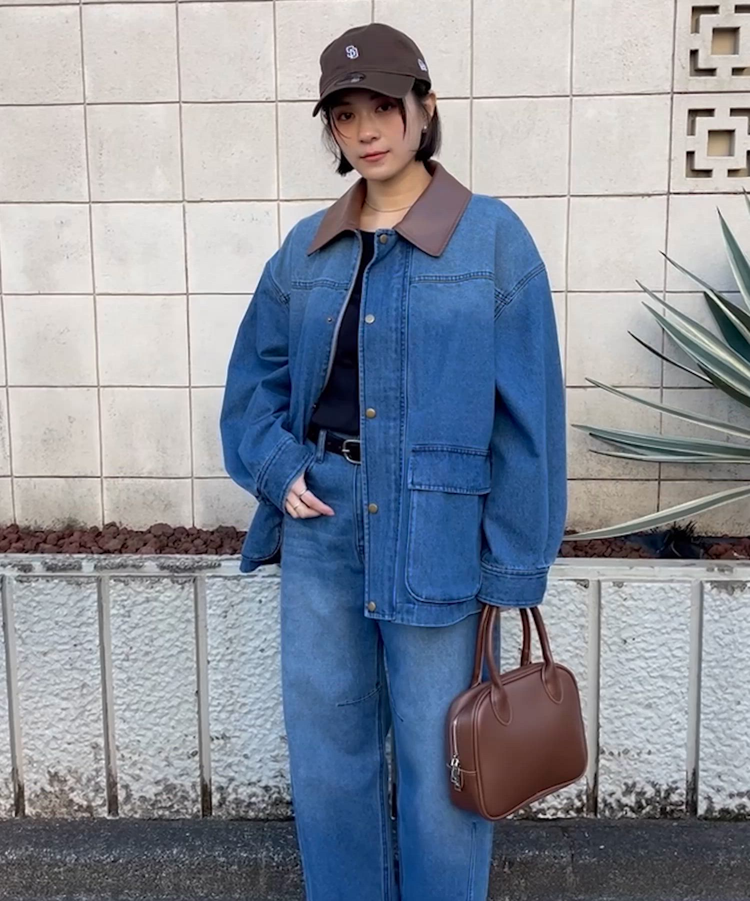 anyway.シリーズ】配色襟デニムファティーグ（洗える）ジャケット