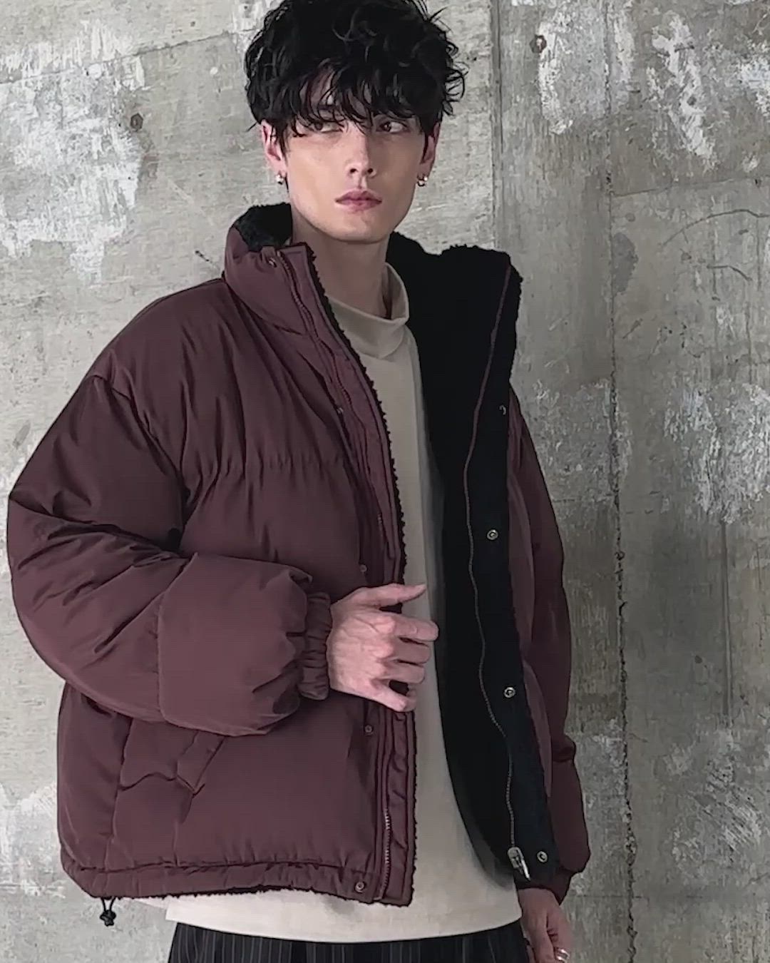 エテリオ タフタ×フリース リバーシブル機能性中綿ブルゾン タフタ×ボア リバーシブル機能性中綿ジャケット 【600フィルパワー