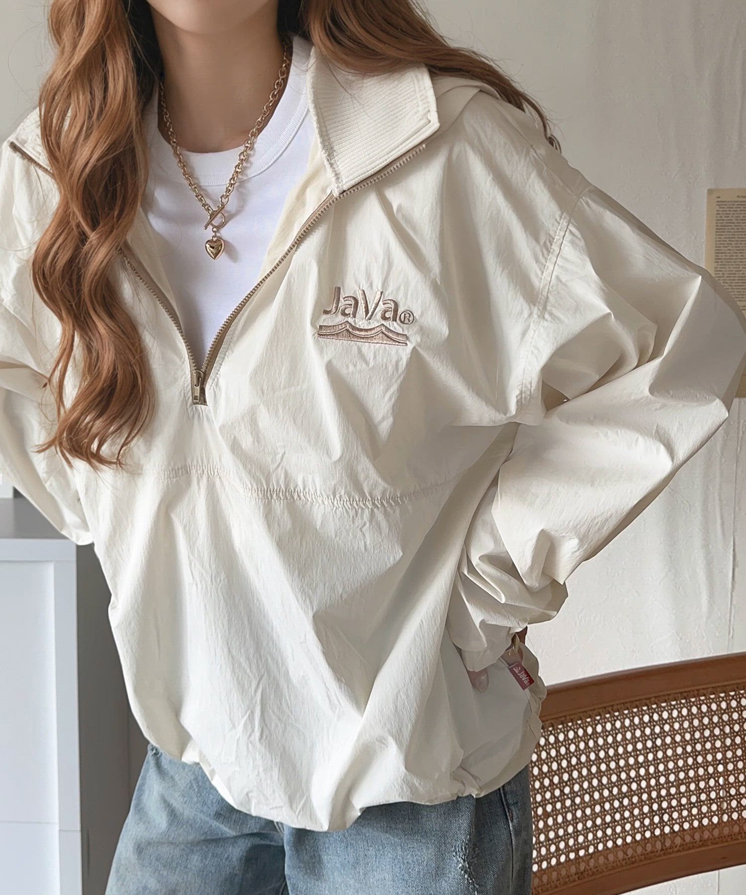 セール】《JaVa ジャバコラボ》レトロで小粋な配色。胸刺繍入り