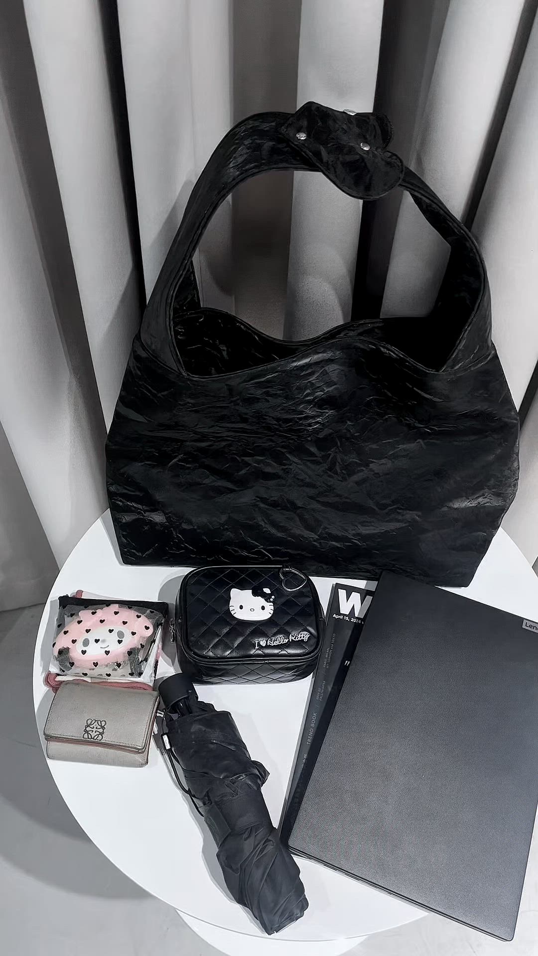 Heart Handle Shoulder Bag pink black ハートハンドルショルダーバッグ トートバッグ Carmelo カーメロ のファッション通販