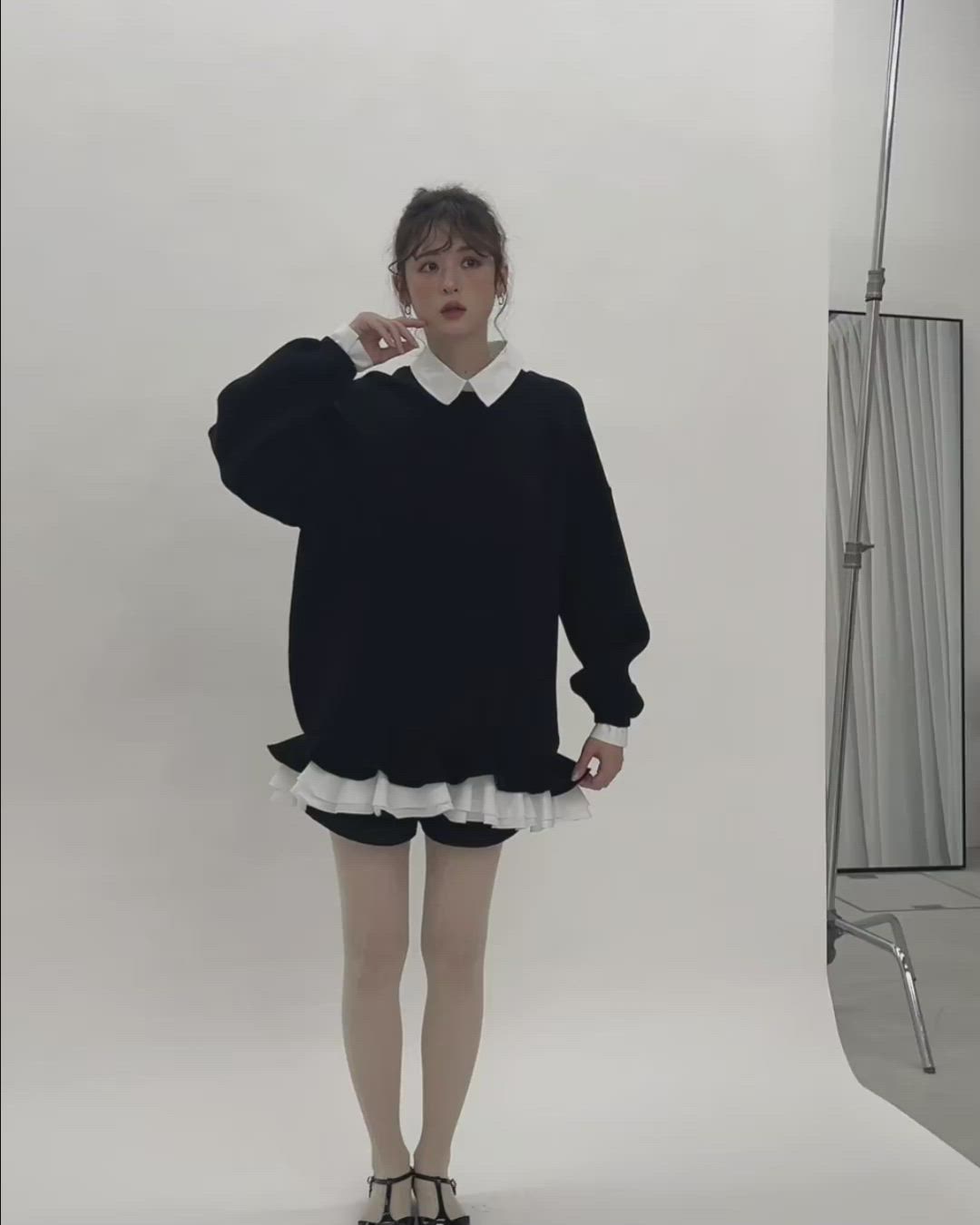 フリルレイヤードダンボールスウェット（スウェット）｜Olu