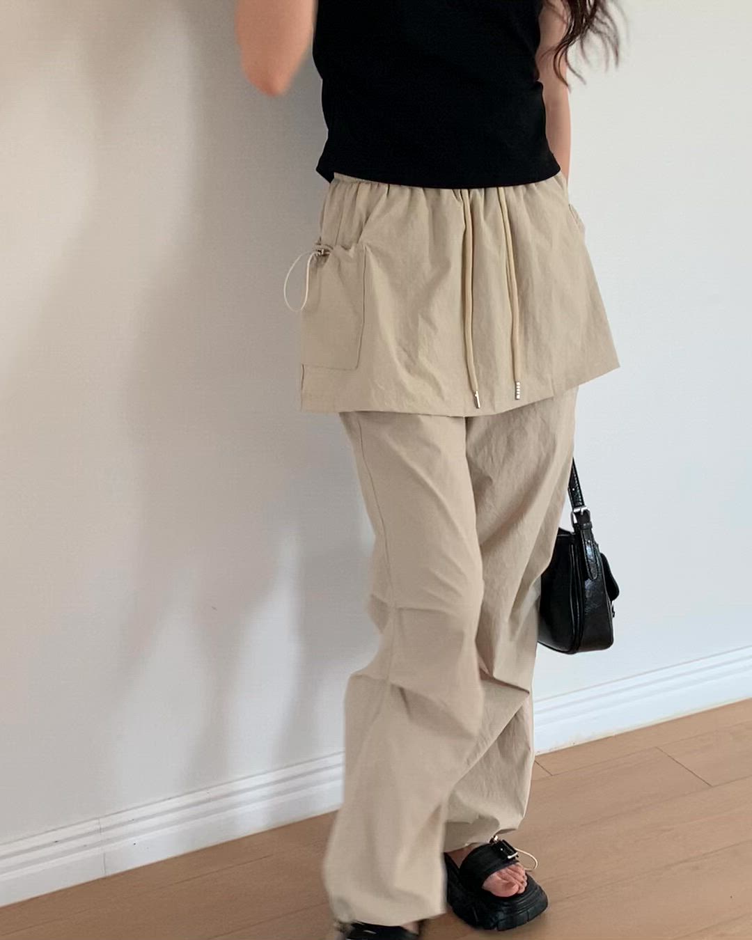 セール】ナイロンピンタックスカートパンツ/2025 SS COLLECTION