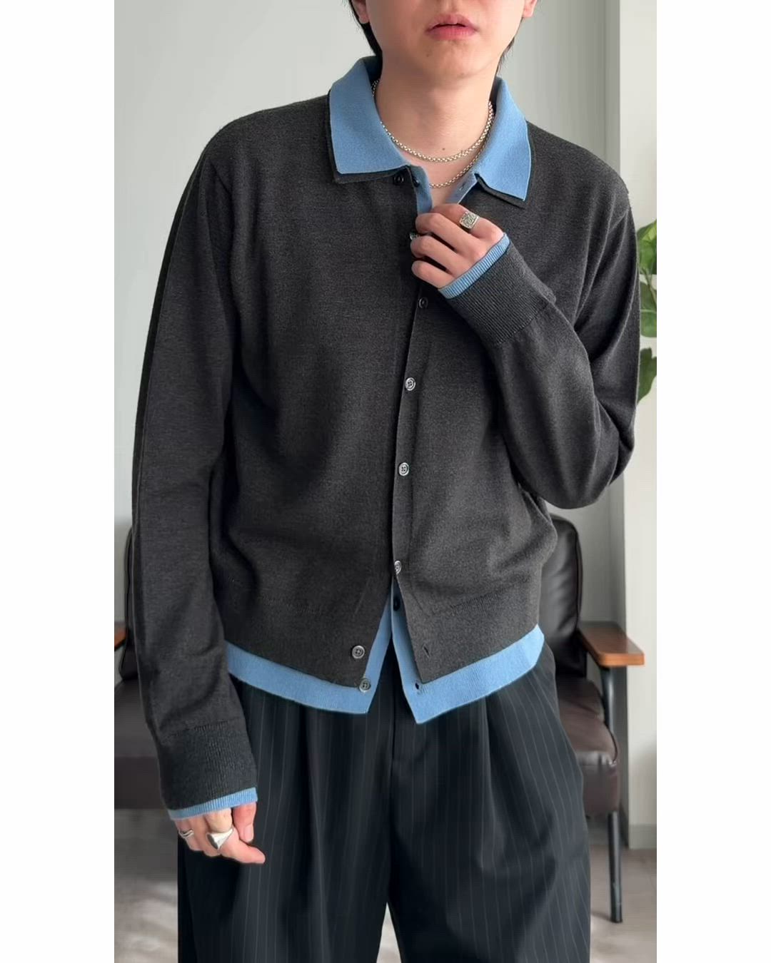 LAYERED STYLE HIGHGAGE KNIT SHIRT/レイヤードスタイルハイゲージ