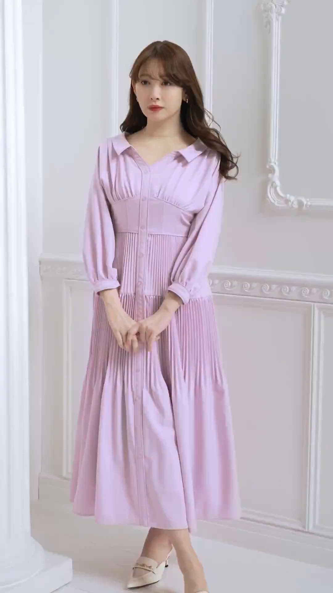 Pleated Open Shirt Dress（ワンピース）｜Her lip to（ハーリップ