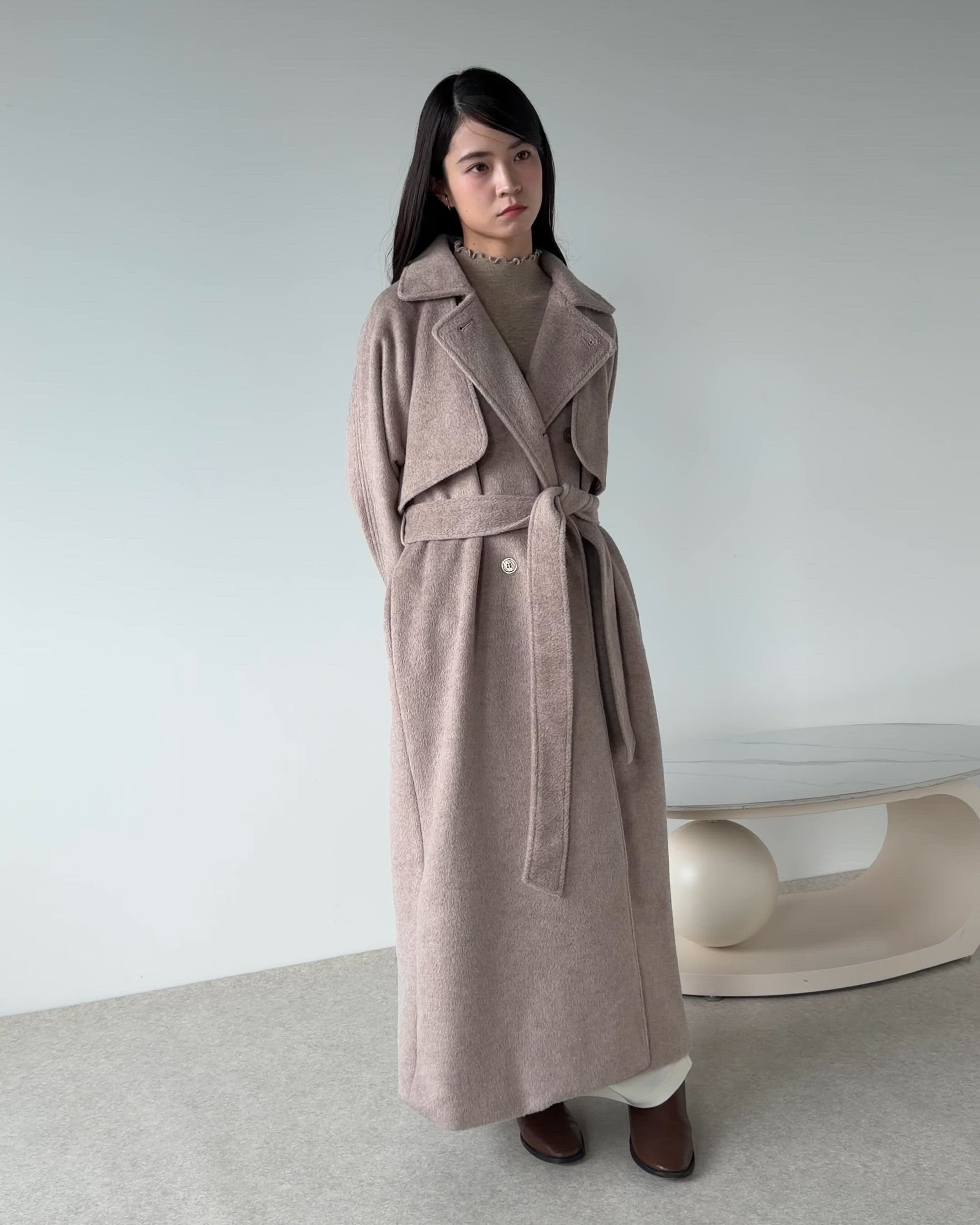 ウールトレンチダブルロングコート（トレンチコート）｜VANNIE U
