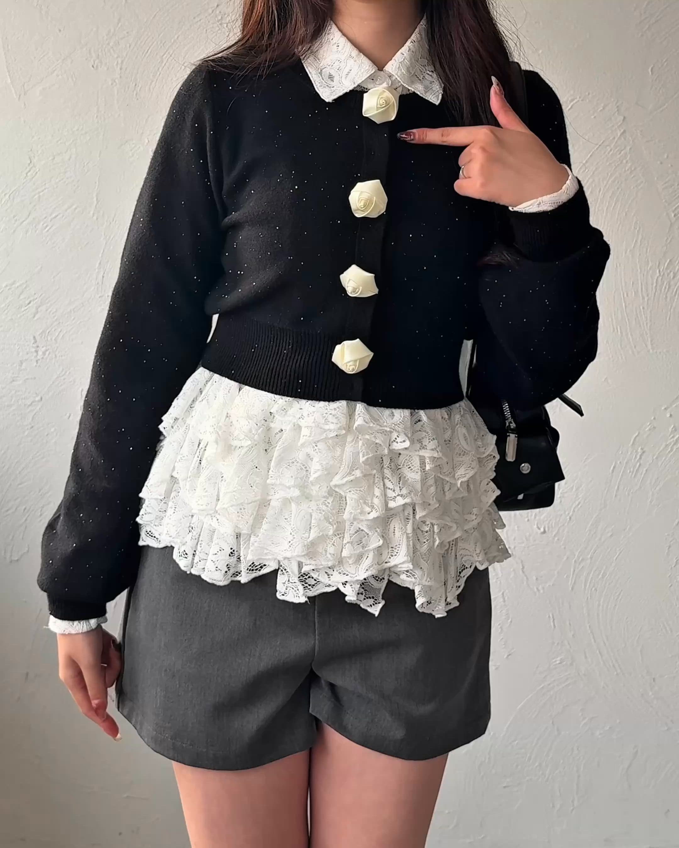 rose sequins knit cardigan / バラスパンコールニットカーディガン