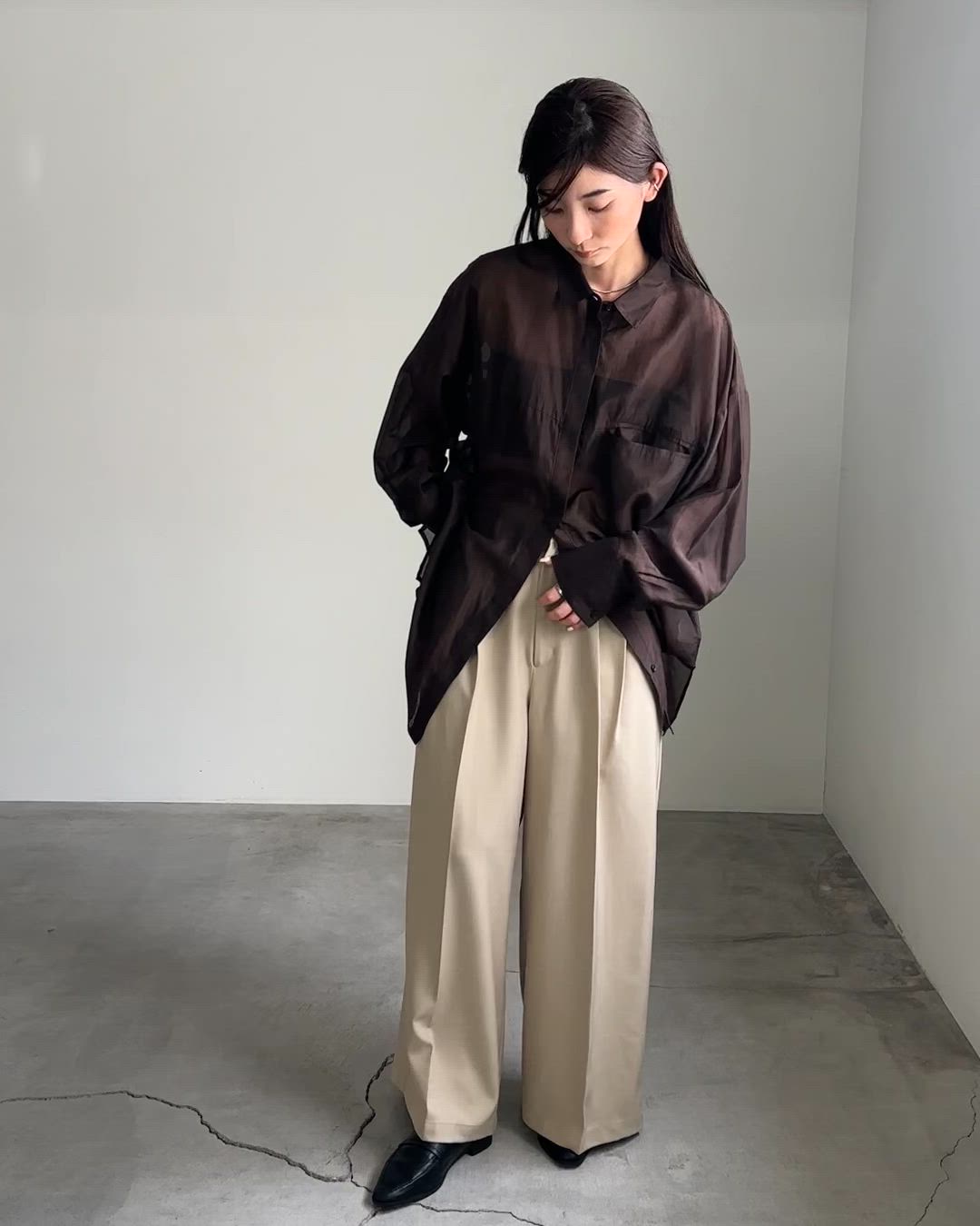 セール】センタープレスタックワイドスラックス（スラックス）｜select