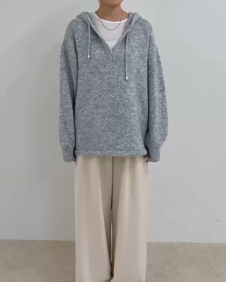 セール】フード付きニットプルオーバー（ニット/セーター）｜fredy