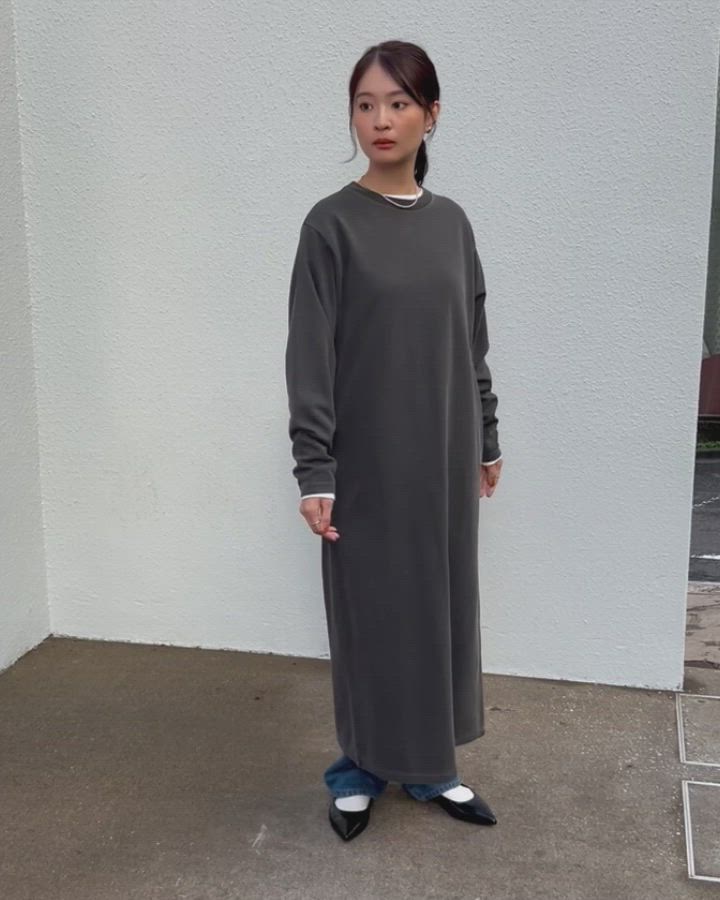 ルフィル★美品★ソフトストレッチダンボールワンピース★ロング丈★スリット ルフィル☆美品☆ソフトストレッチダンボールワンピース☆ロング丈