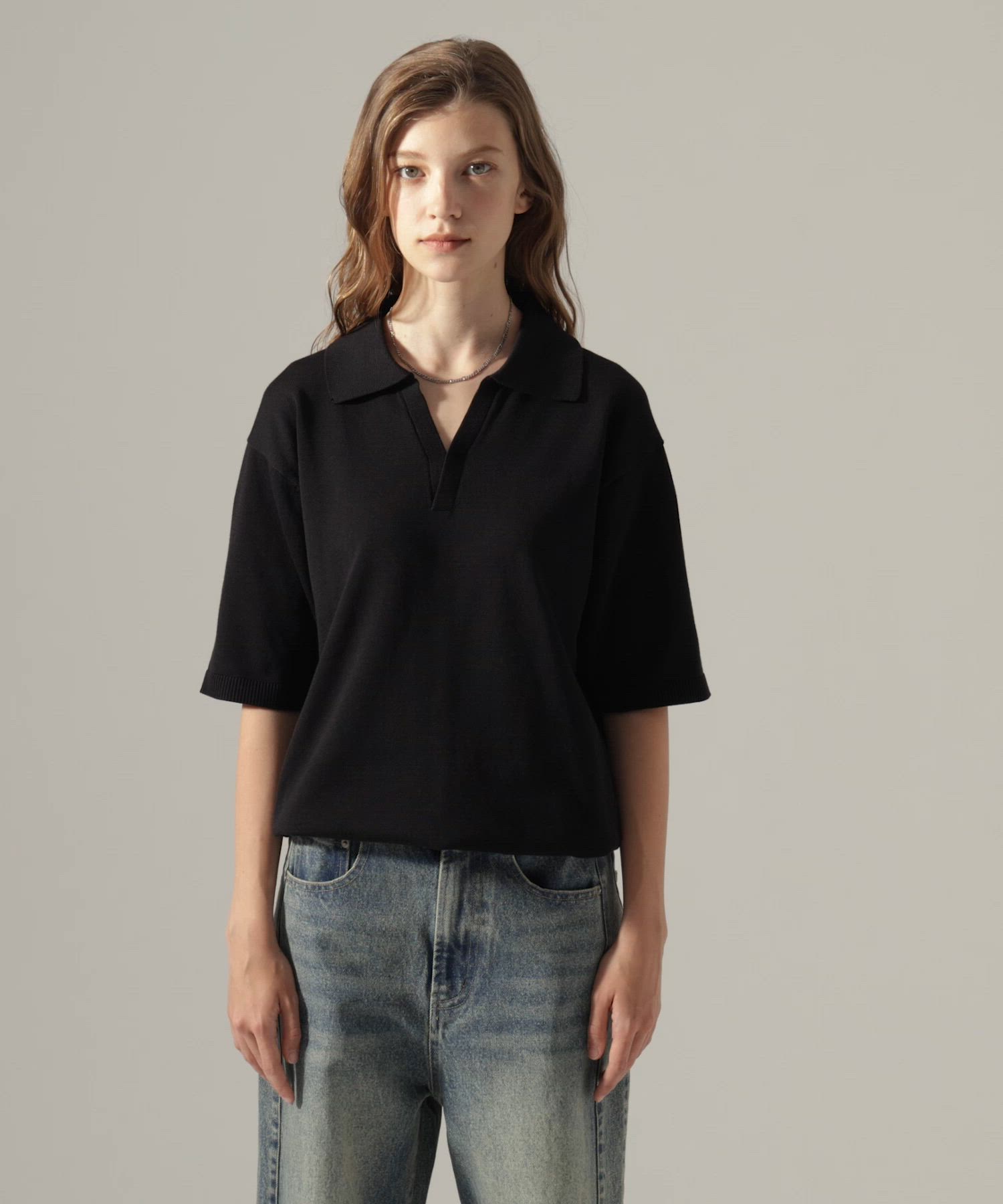 CLEL】Giza Cotton Short Sleeve Skipper Polo Shirt / ギザコットン 