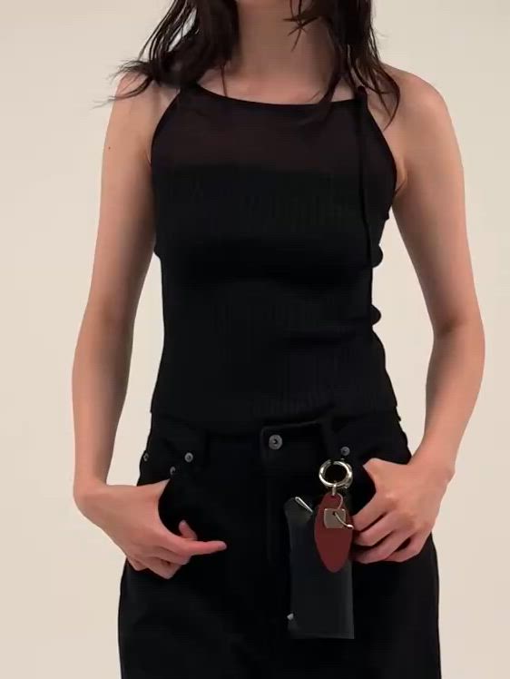 LA PEAU DE GEM】 sheer combi halter neck tops / シアーコンビ