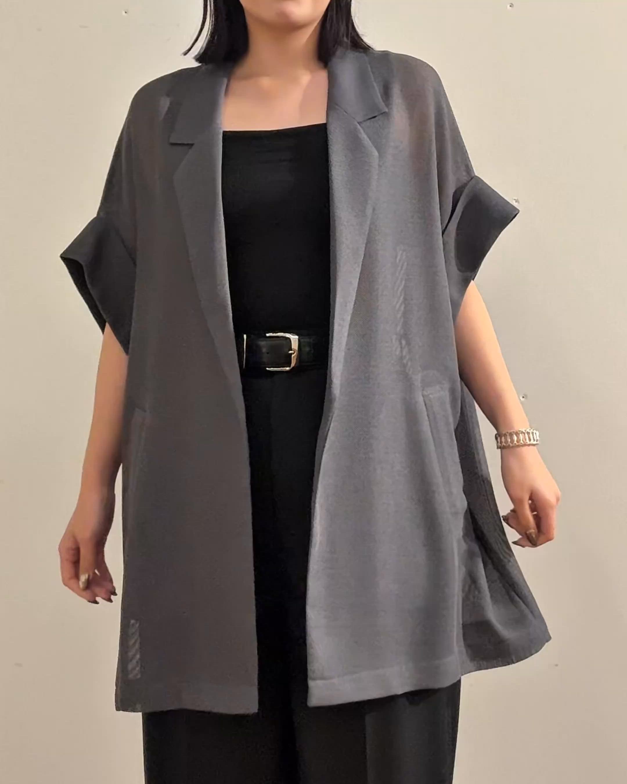 Lui's(ルイス) メッシュ半袖ジャケット 夏の体型カバーに！】メッシュ半袖ジャケット（テーラードジャケット