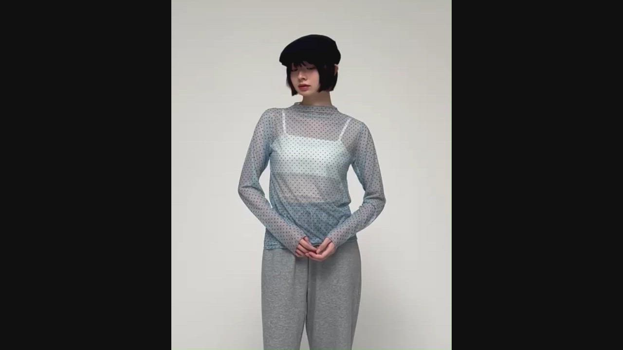 Unblend】ドット柄シアー長袖トップス（Tシャツ/カットソー）｜Unblend