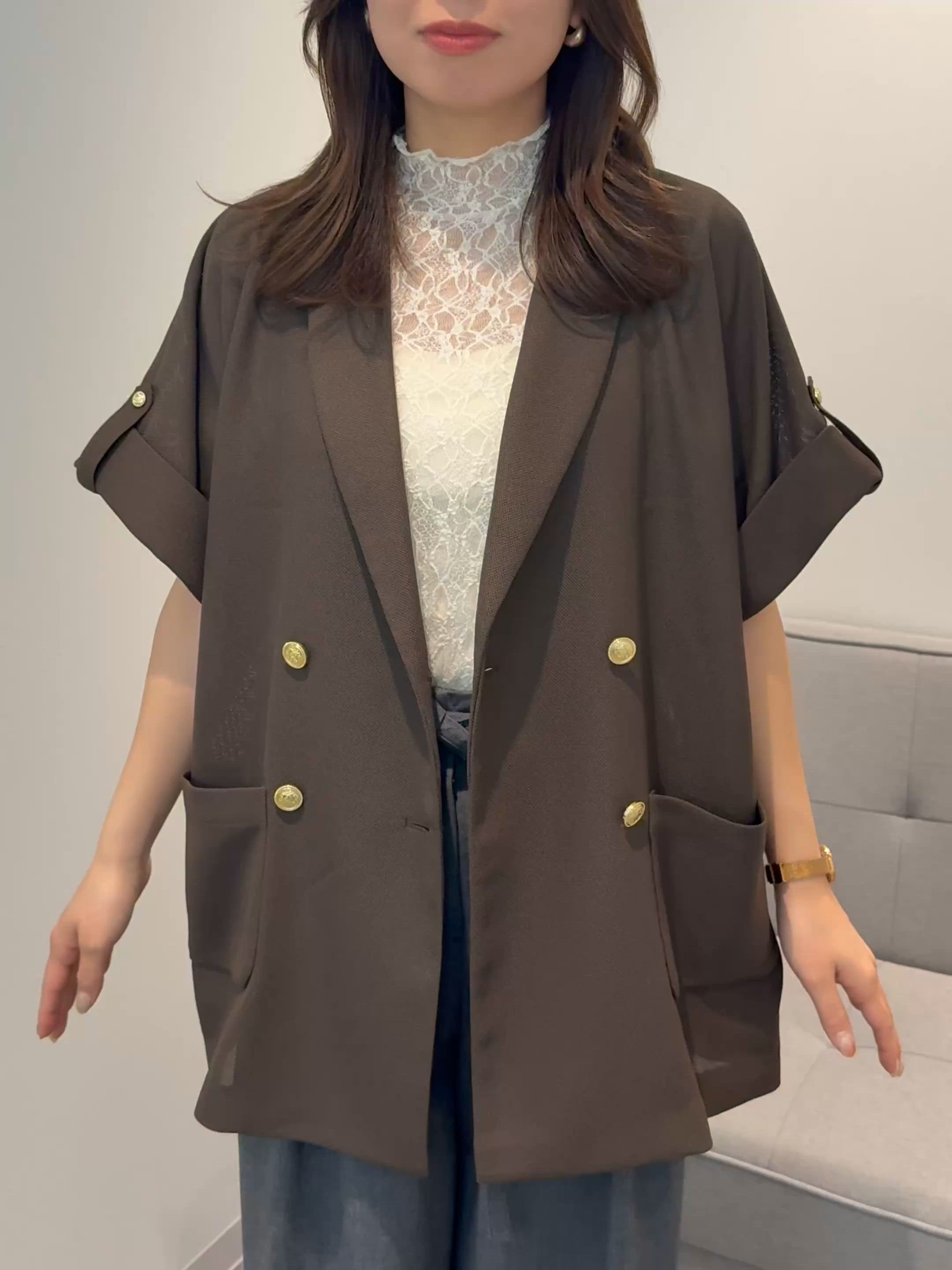セール】金ボタン使いゆったりメッシュジャケット 【テーラー 