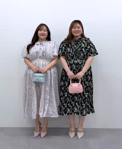 新色追加】＜大きいサイズ＞リボン付花柄フリルワンピース marun