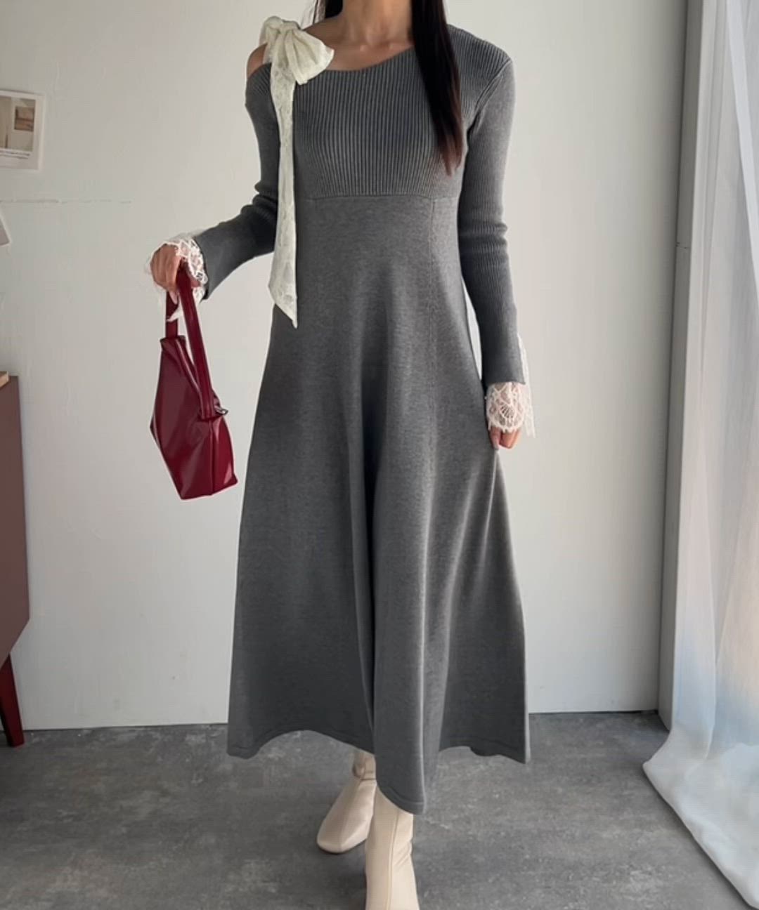 セール】【mily bilet】華やかリボンで映える◎レースリボン使いワン