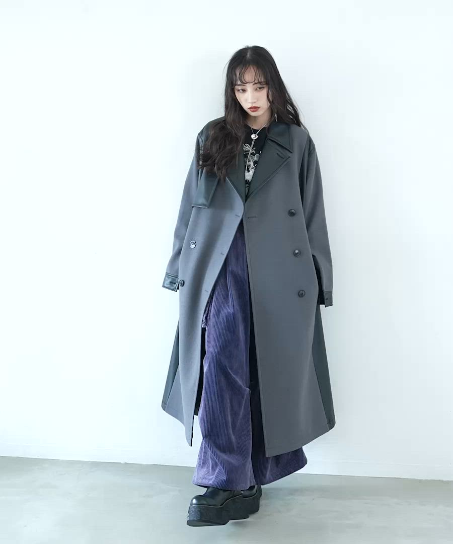 ウーリーテックフェイクレザーキリカエトレンチコート(HARE