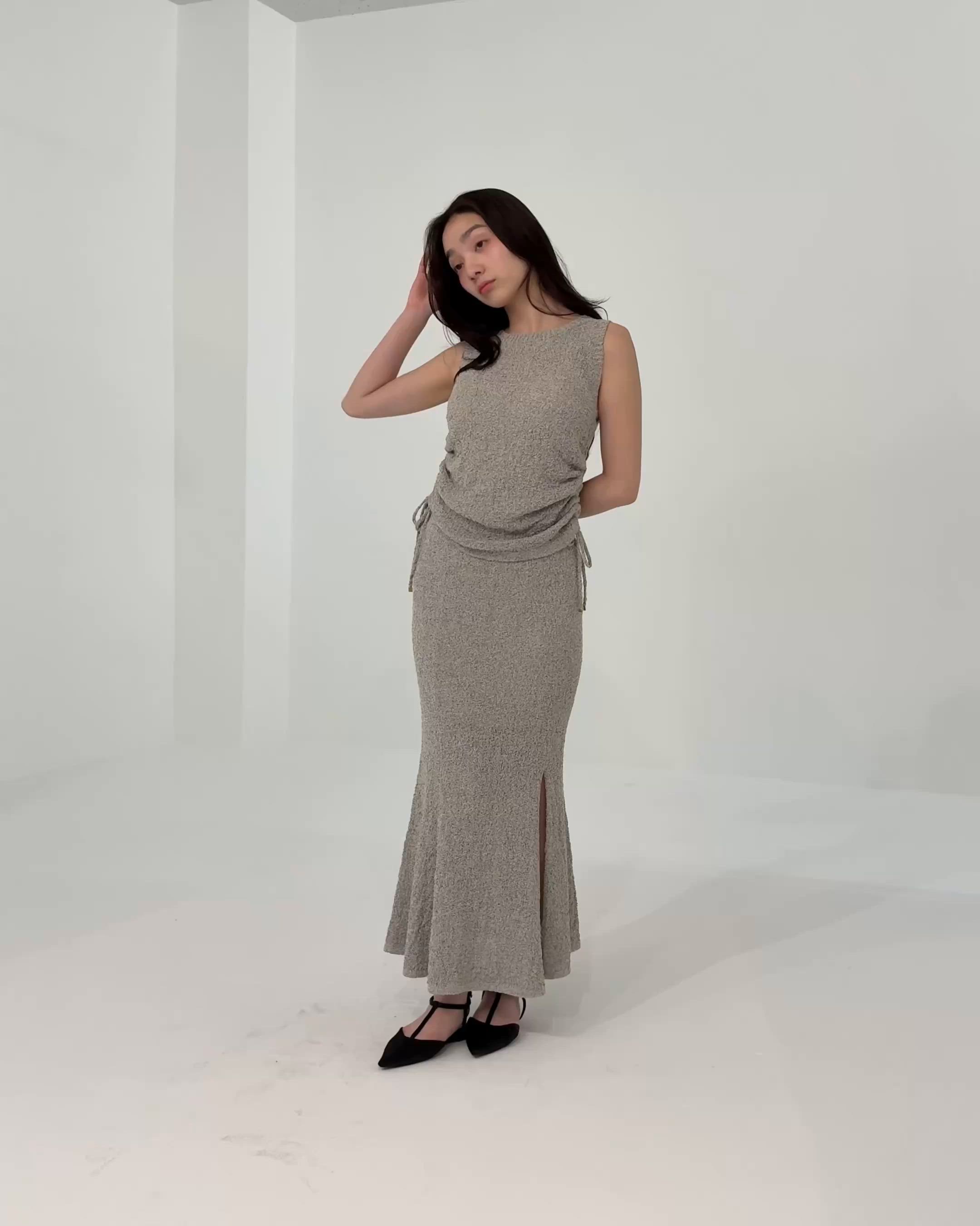 shirring soft knit tops（シャーリングソフトニットトップス 