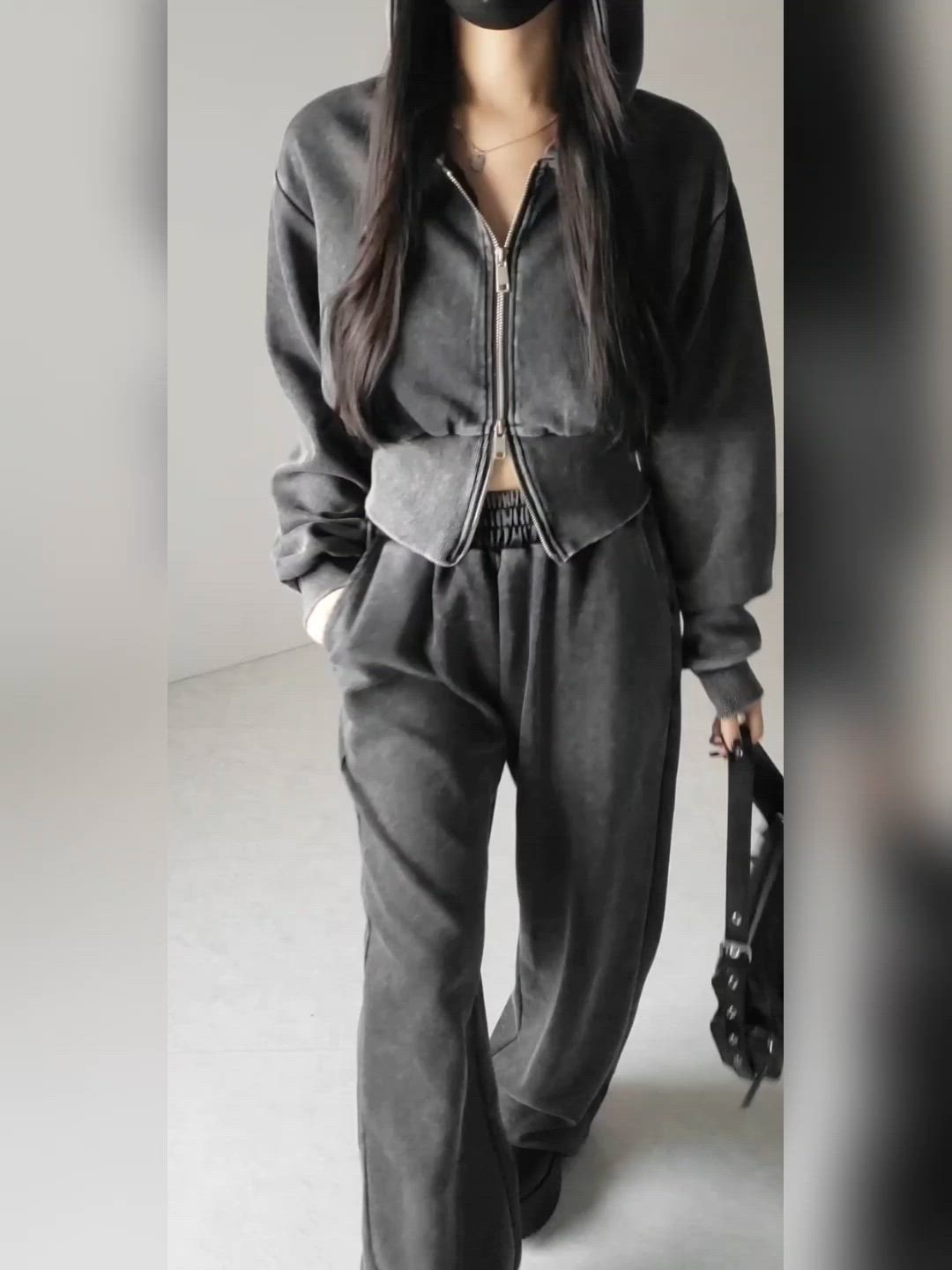 セットアップ 】ピグメントヴィンテージショートパーカー ＋ ワイド