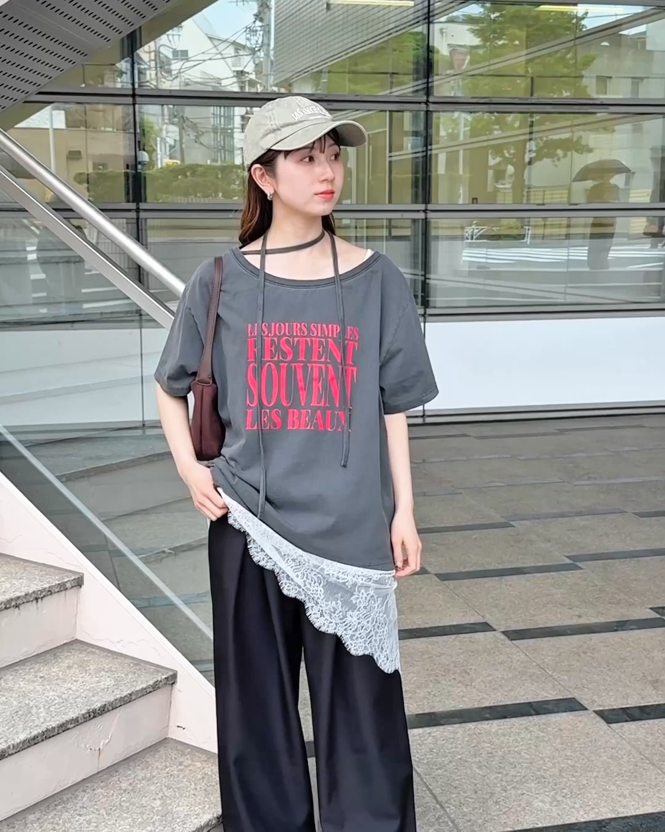 セール】チョーカー付きワンショルBIGTシャツ（Tシャツ/カットソー