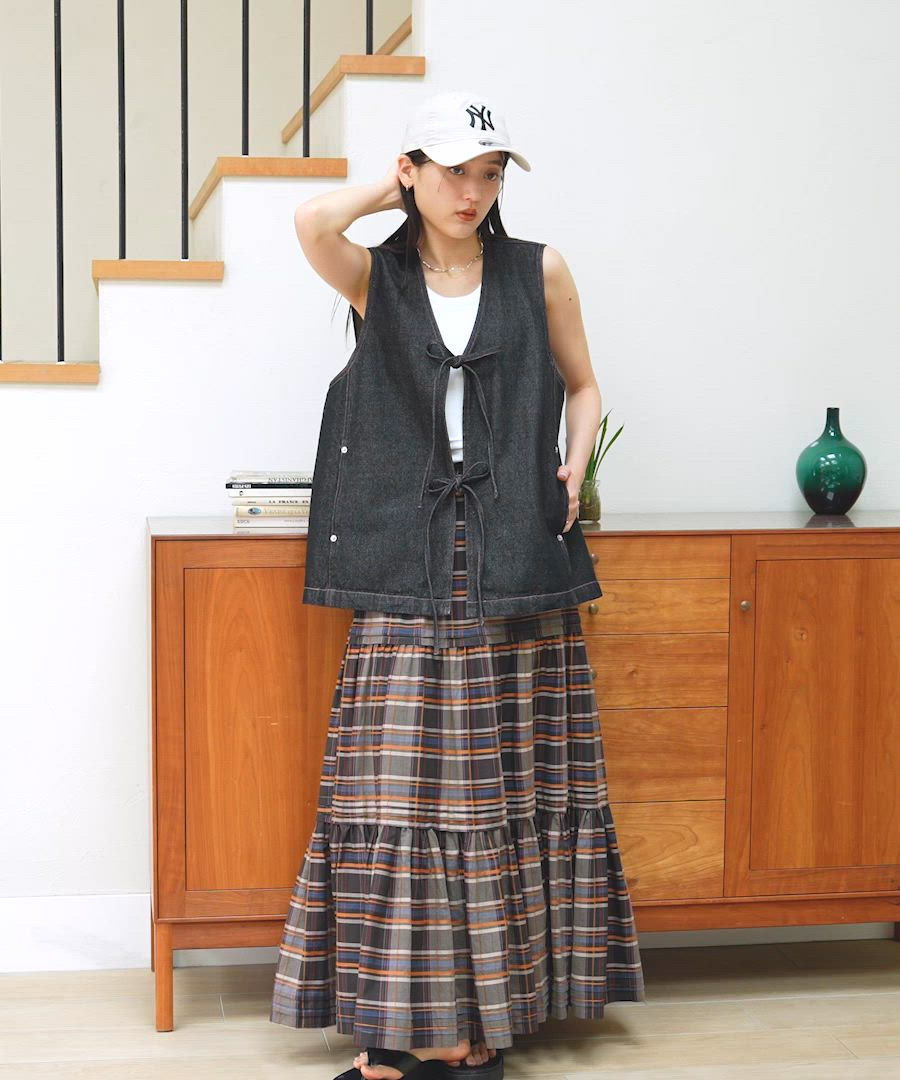 セール】＜セットアップ対応＞ステッチデザイン/フロントリボンデニム