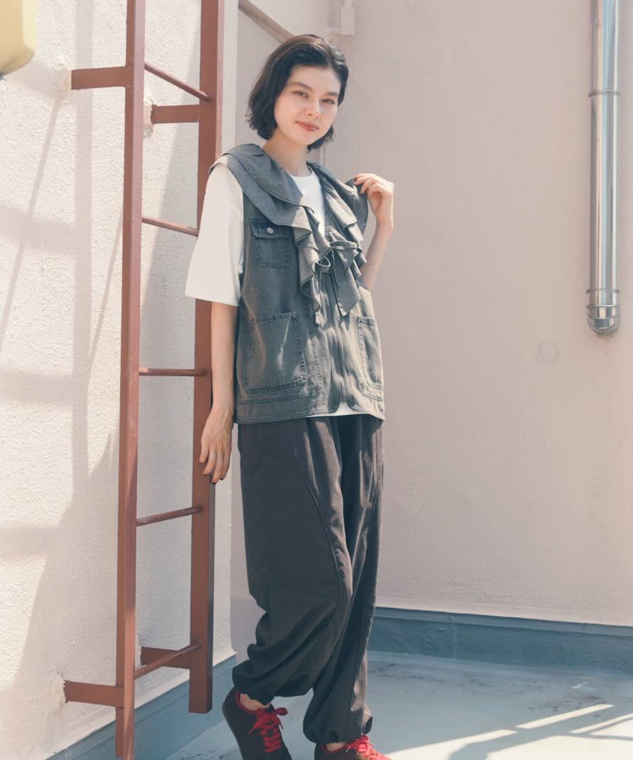 セール】2WAY衿フリルデニムベスト（ベスト）｜niko and