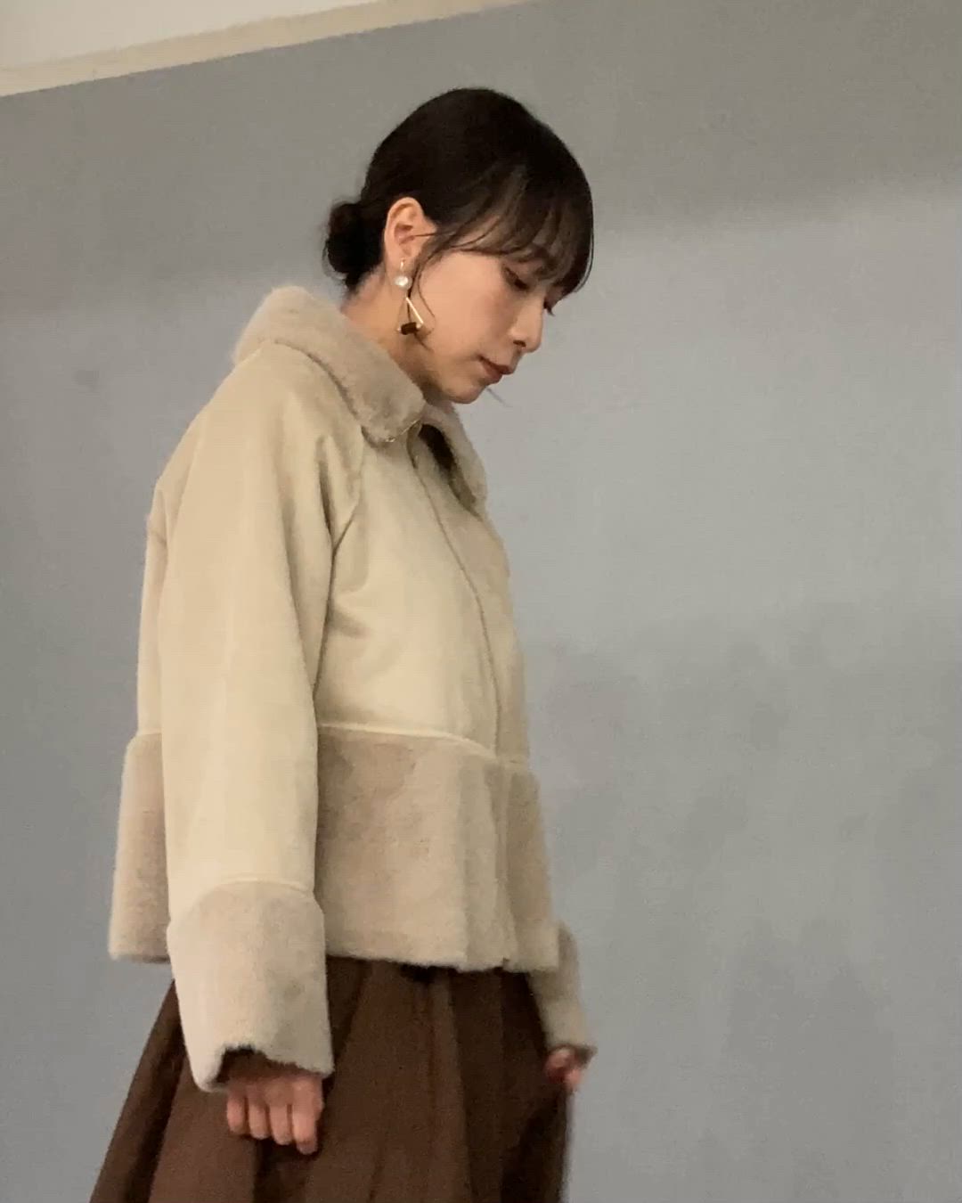 新品☆NICOLE FムートンFバックルブルゾン ベージュ M&frasl;46サイズ