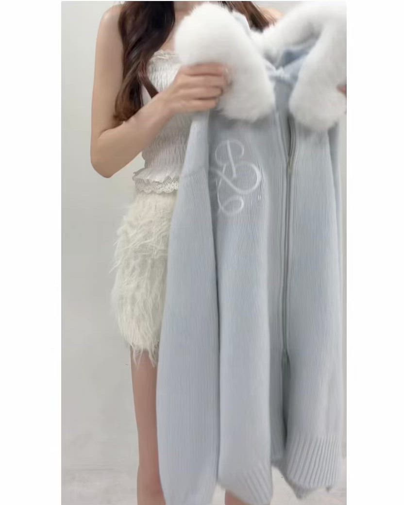 Premium order】マシュマロフェイクファーパーカー（ニット/セーター