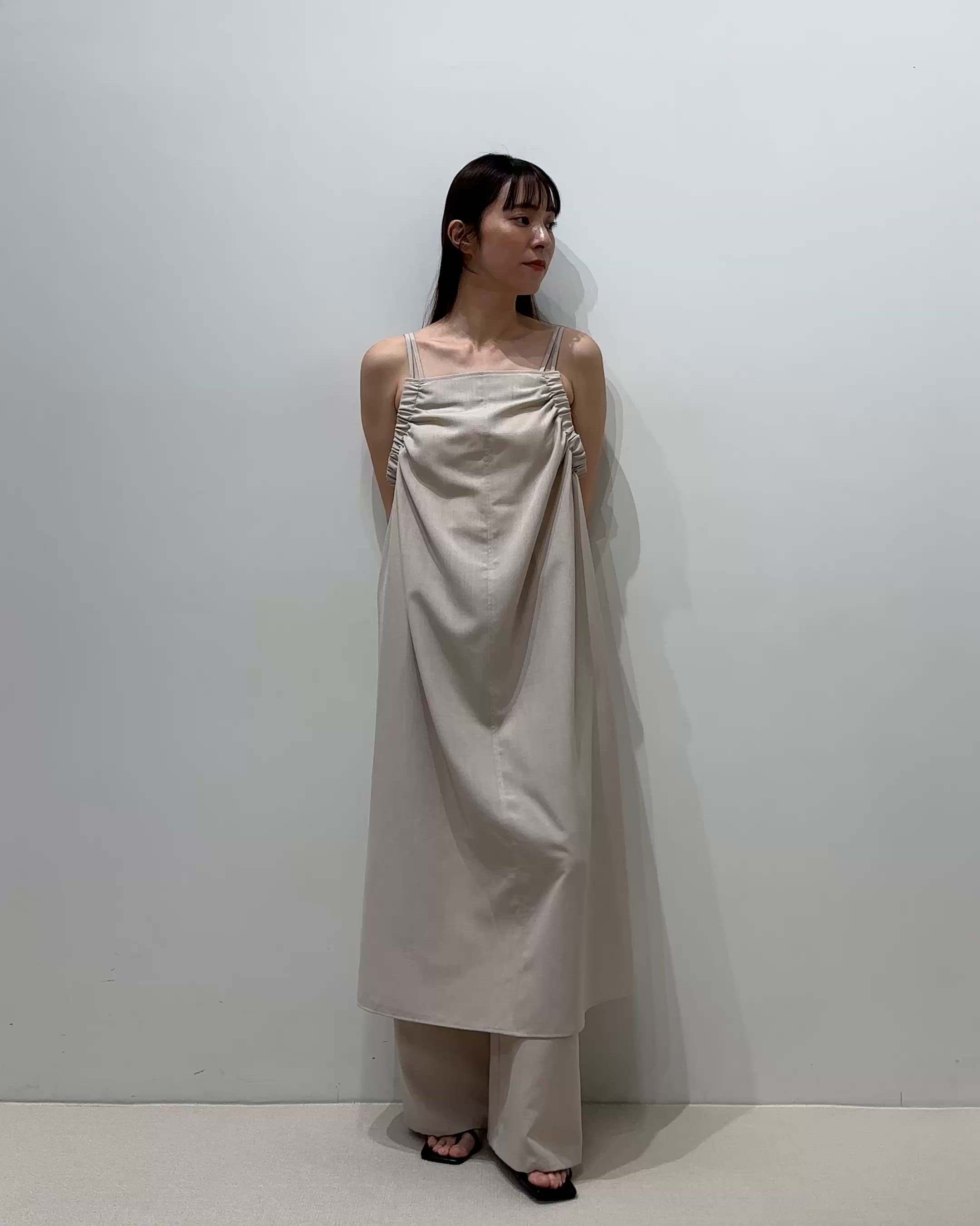 セール】サイドギャザーキャミワンピース【接触冷感/セットアップ対応