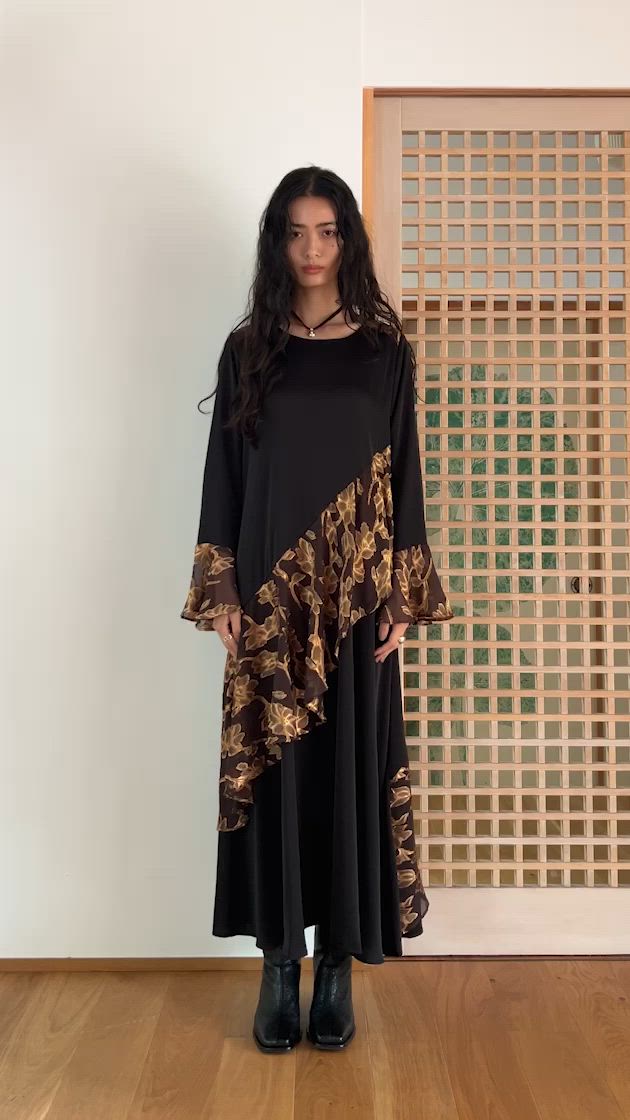 Sheer Jacquard Flare Docking Dress（ワンピース）｜sahara（サハラ