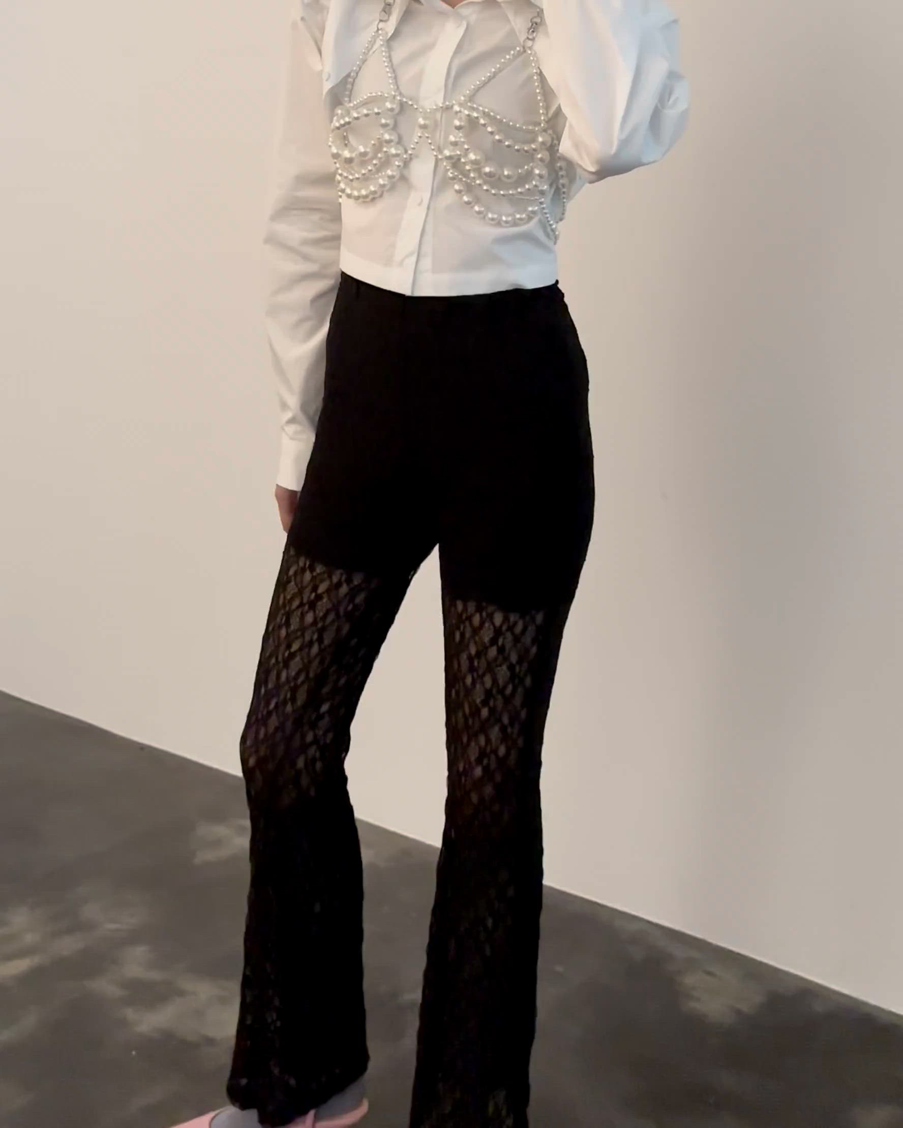 セール】【レース×美シルエット】レーススリムフレアパンツ（その他 