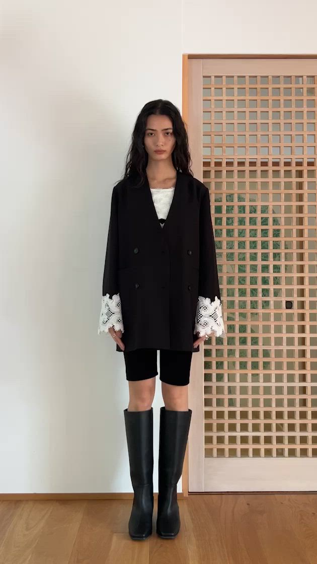 Lace Cuff Over Jacket /レースカフオーバージャケット（ノーカラー