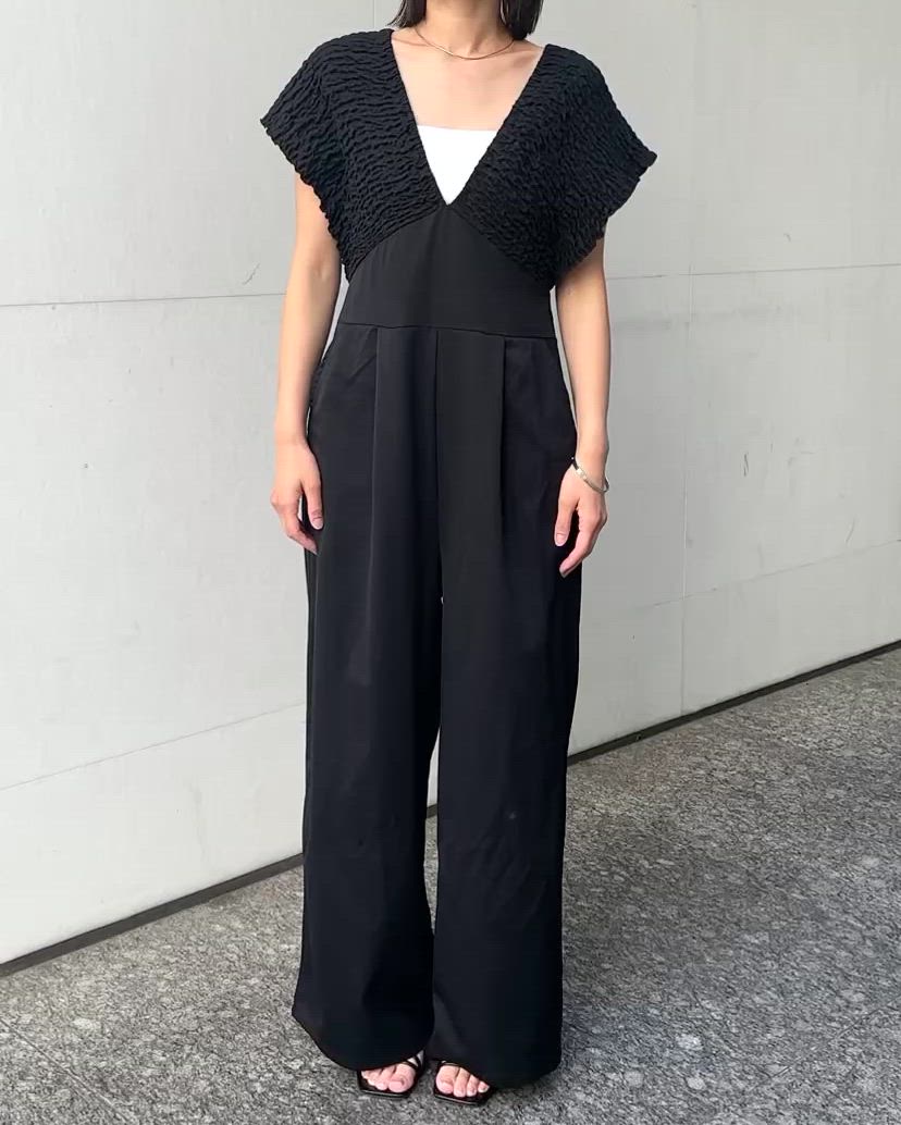 セール】バックリボンシャーリングサロペット（サロペット