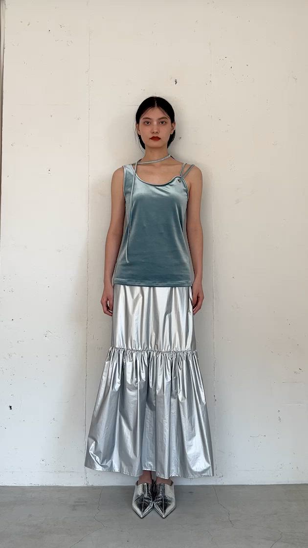 セール】Strap Design Velour Tank Top/ストラップデザインベロア