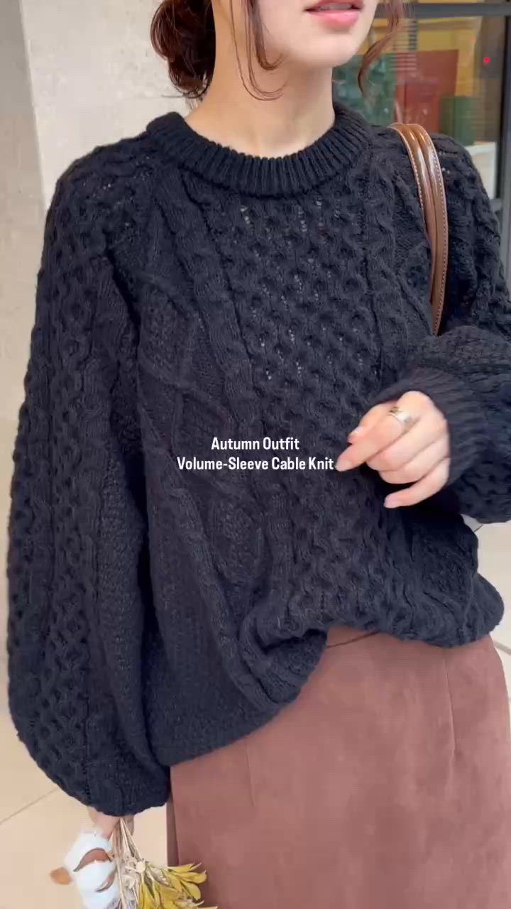 Sov.　ボリュームスリーブケーブルニット　ブラック　36 ボリュームスリーブケーブルニット（ニット/セーター）｜CORNERS