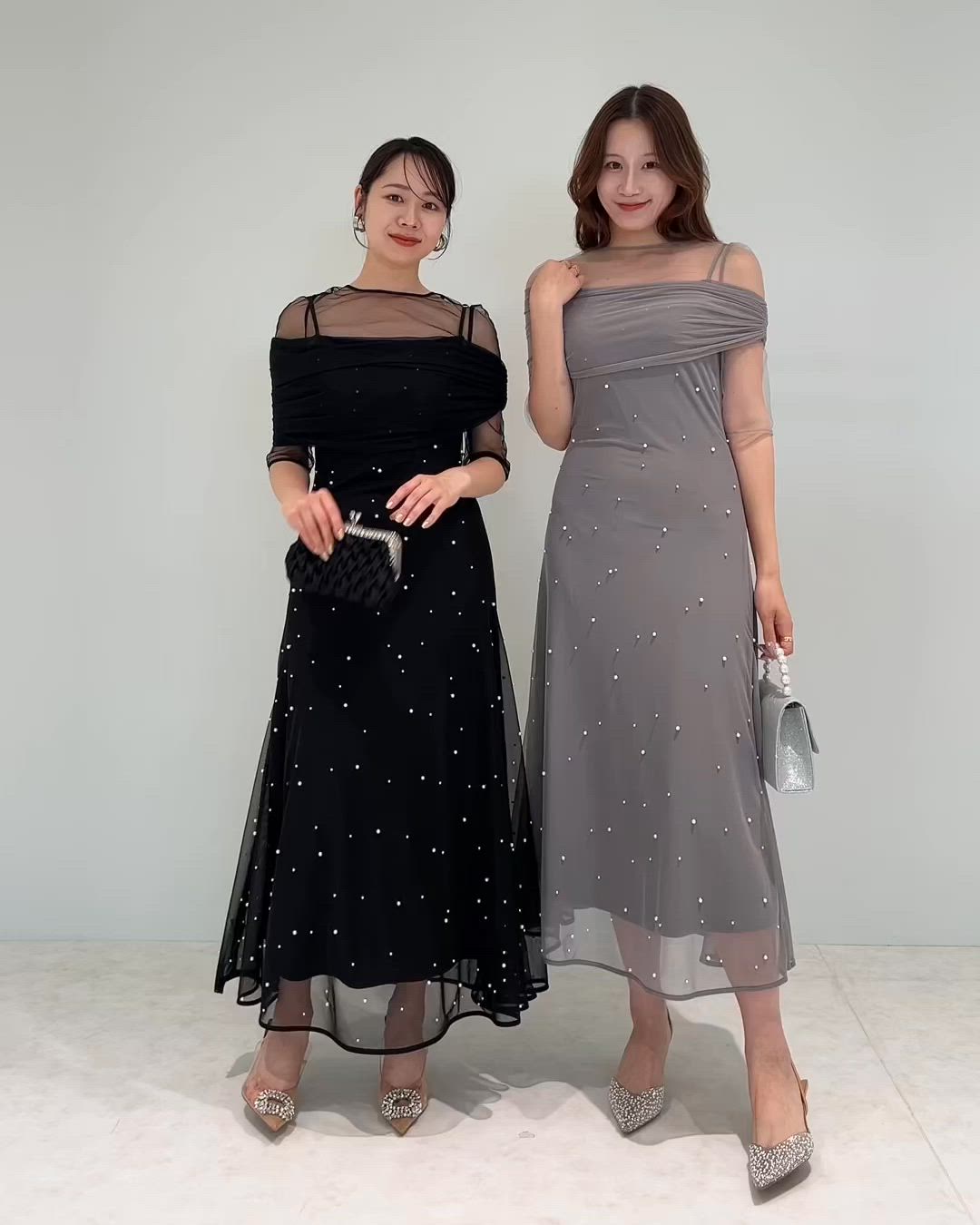 セール】【LEJA】2WAYチュールトップスパールAラインドレスワンピース2