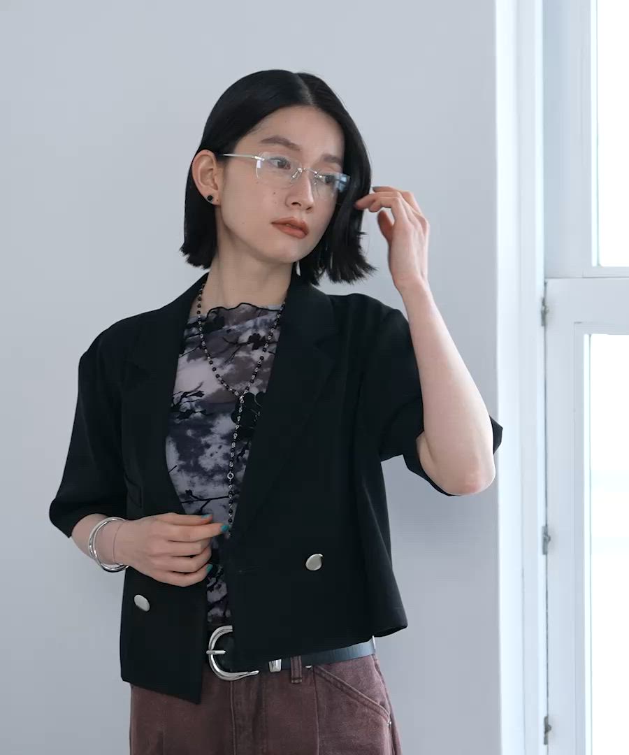 セール】トロミメタルボタンショートジャケット(HARE)（テーラード