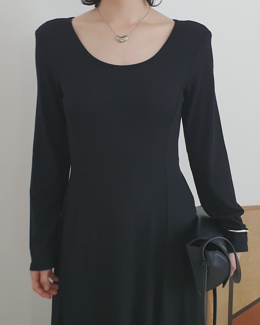 back open gather long dress /バックオープンギャザーロングドレス