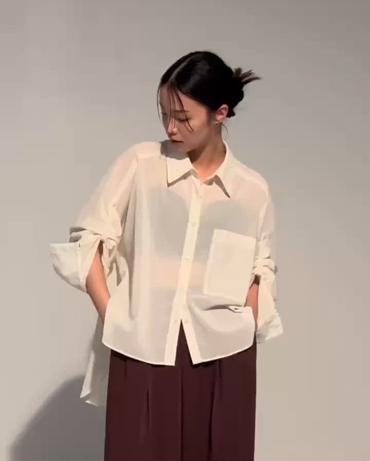 STUDIOUS/ステュディオス】Matte Sheer Over Shirt/ステッチシアー