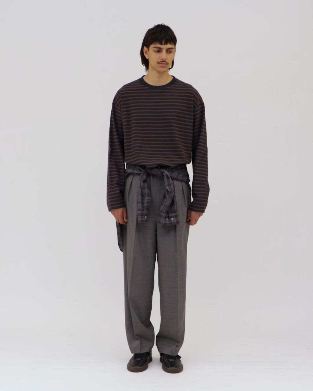 Steven Alan＞ TW ハウンドトゥース チェック イン ツープリーツ