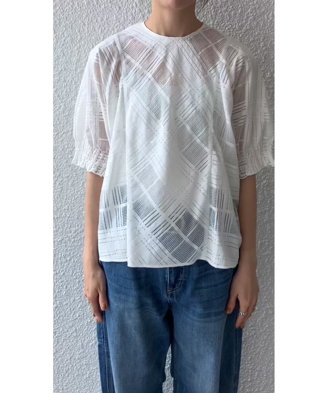 シップス エニィ（SHIPS any）/SHIPS any:〈洗濯機可能〉シアー チェック ドルマン シャーリング パフ ブラウス セール】SHIPS any:〈洗濯機可能〉シアー チェック ドルマン