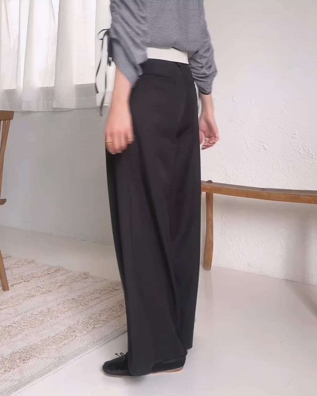 ウエストデザインワイドスラックス（スラックス）｜REMOON（リムーン