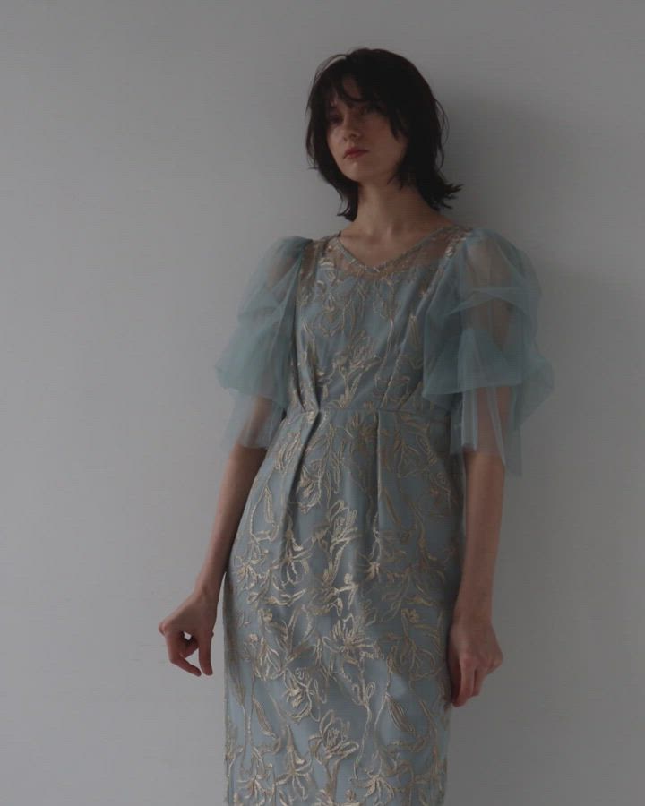 Fluffy sleeve pencil dress（ドレス）｜LE'RURE（リルアー）の