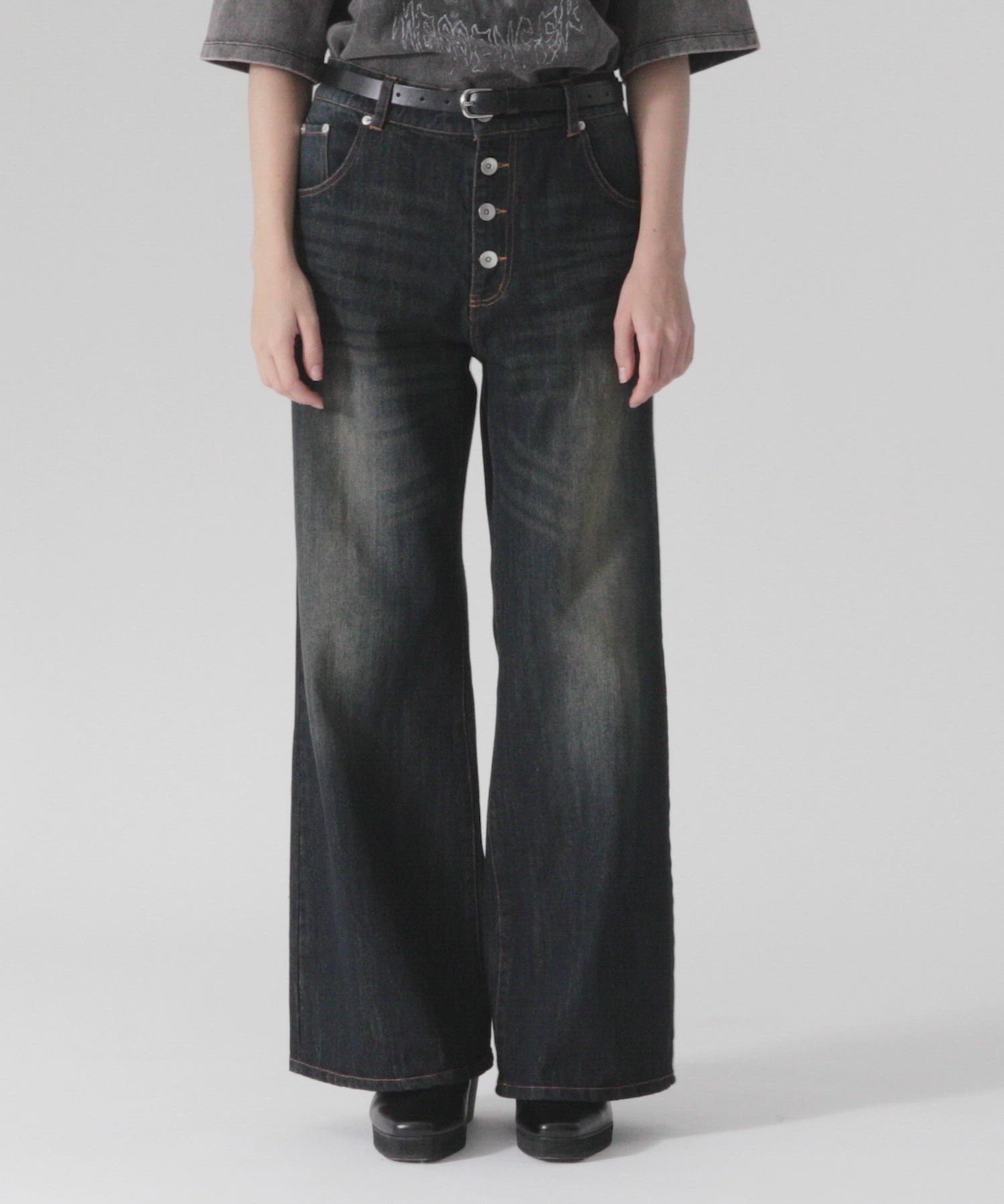 セール】【CLEL】Vintage Design Pantalon Denim Pants/ヴィンテージ