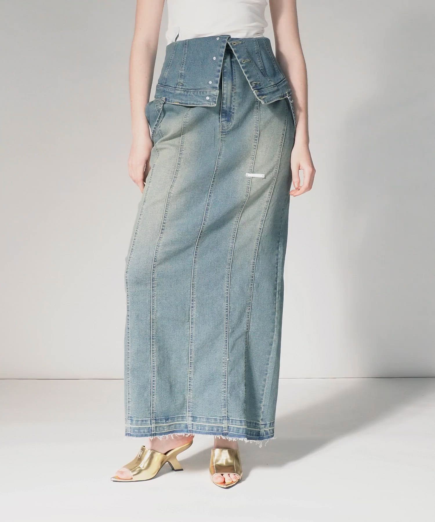 2WAYフロントボタンデニムワンピース / 2way Front Button Denim Dress