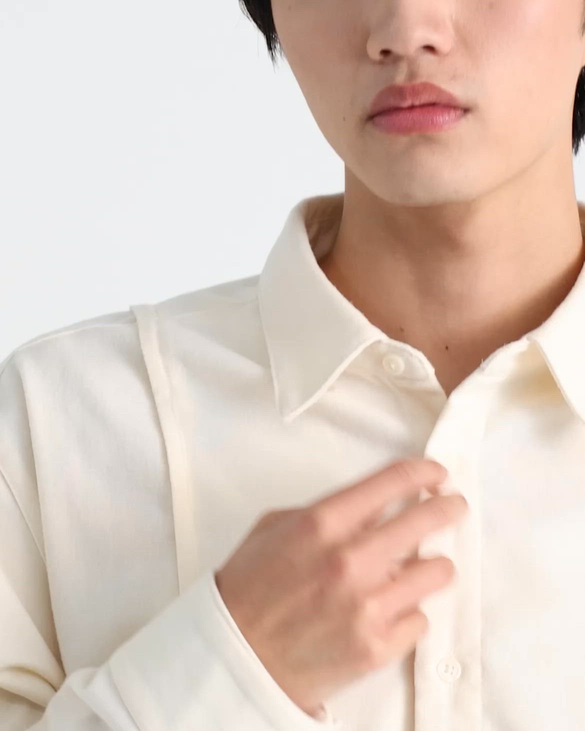 Parts Lab.】Basic Brushed Polyester Rregular Collar Shirt