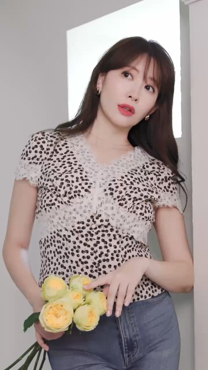 Cherry Pattern Lace Trim Top ベージュS Cherry Pattern Lace Trim Top（その他トップス）｜Her lip to（ハー